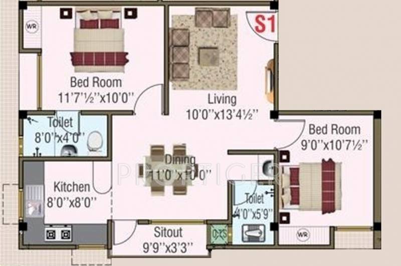 Hi Regal Abode (2BHK+2T (846 sq ft) 846 sq ft)