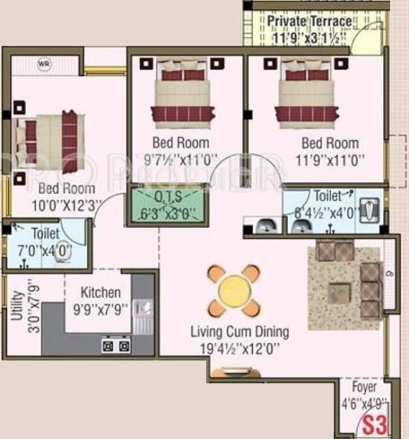 Hi Regal Abode (3BHK+2T (1,152 sq ft) 1152 sq ft)
