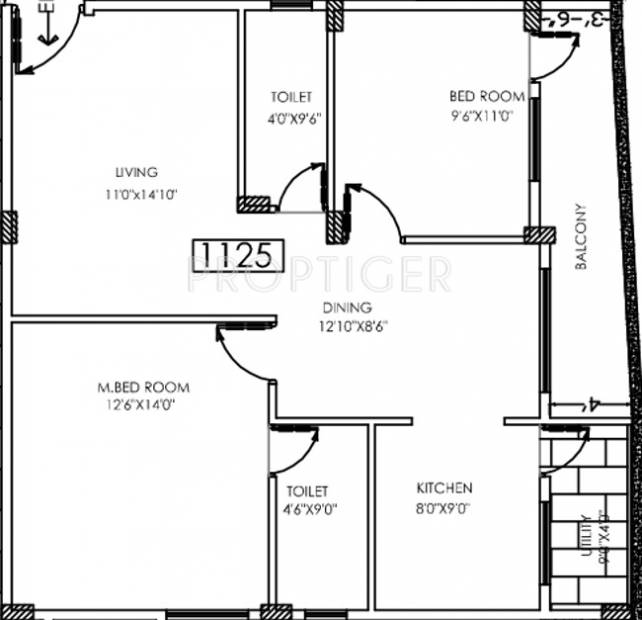 Eternity Astral (2BHK+2T (1,125 sq ft) 1125 sq ft)