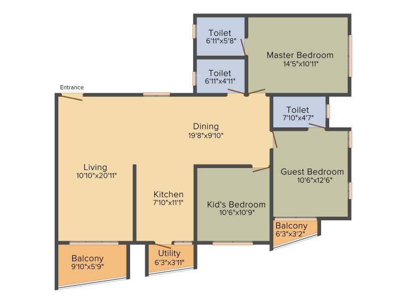 Kolte Patil Mirabilis (3BHK+3T (1,600 sq ft) 1600 sq ft)