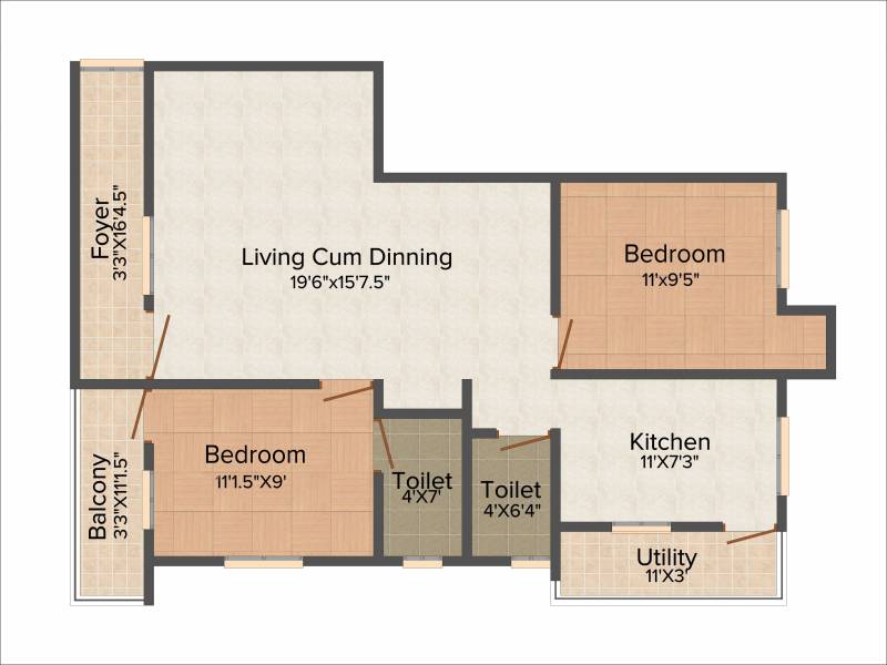Shree Dhana Manthra Flats (2BHK+2T (1,007 sq ft) 1007 sq ft)