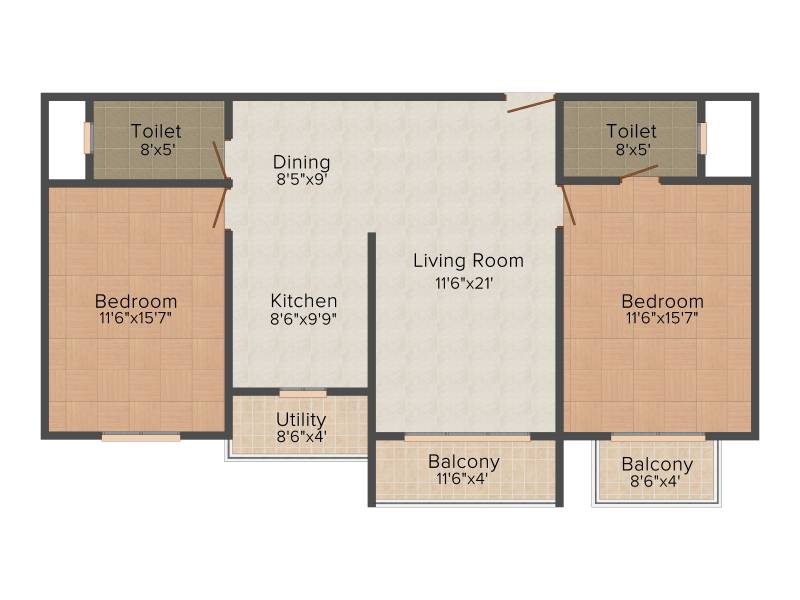 MSR Daffodils (2BHK+2T (1,284 sq ft) 1284 sq ft)