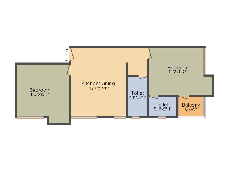 S D Developer Shantiniketan 2BHK+2T (815 sq ft)