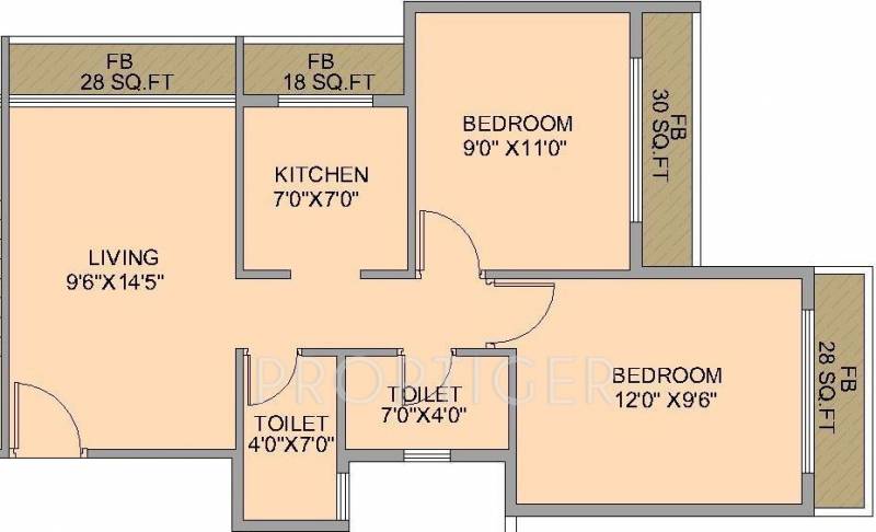 Satyam Harmony (2BHK+2T (1,075 sq ft) 1075 sq ft)