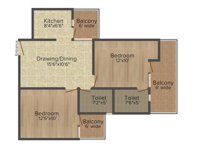 Omkar Royal Nest (2BHK+2T (985 sq ft) 985 sq ft)