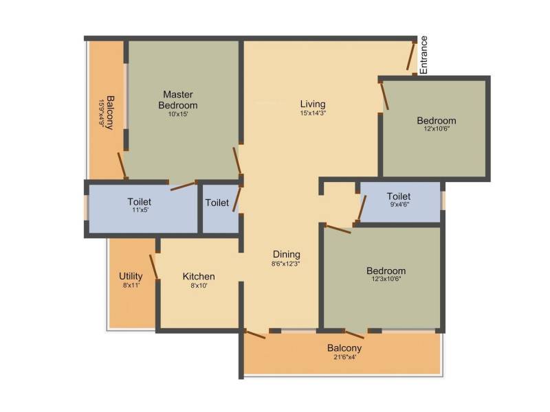 Ajantha Royal (3BHK+2T (1,610 sq ft) 1610 sq ft)
