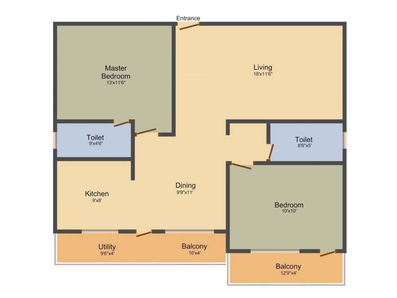 Ajantha Royal (2BHK+2T (1,245 sq ft) 1245 sq ft)