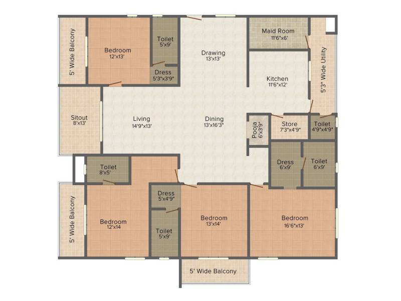 DSR Fortune Prime (4BHK+5T (3,190 sq ft) + Servant Room 3190 sq ft)