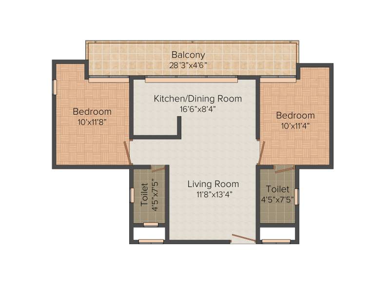 Jaydev Uni Park (2BHK+2T (1,040 sq ft) 1040 sq ft)