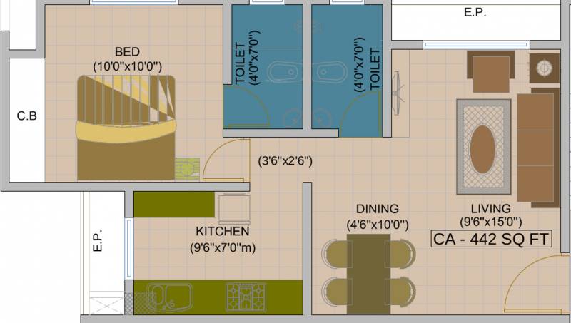 JVM Srushti Vihar (1BHK+2T (663 sq ft) 663 sq ft)