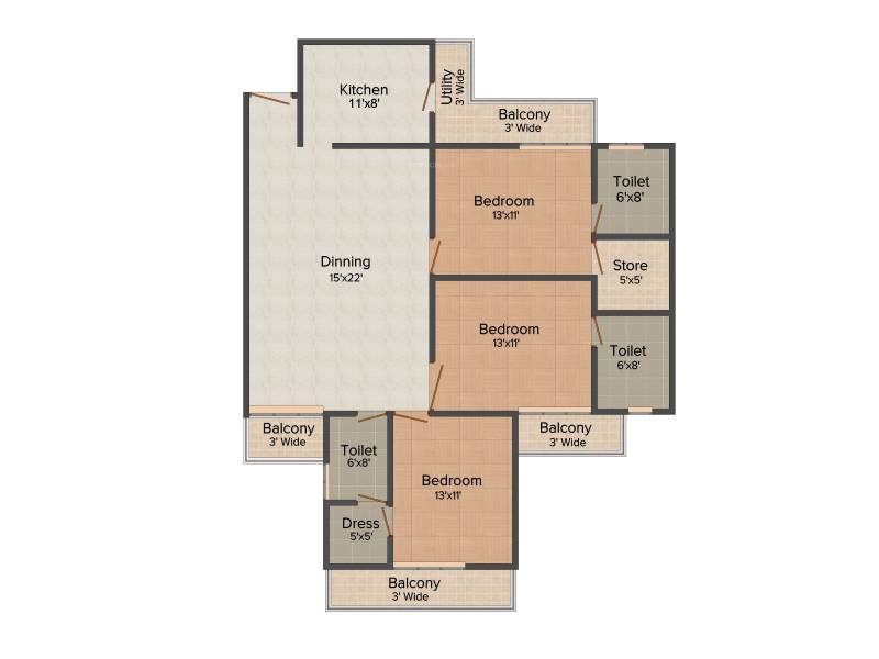 Resizone Om Sarthak (3BHK+3T (1,575 sq ft) 1575 sq ft)