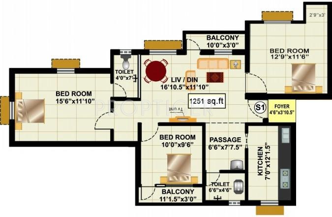 RB Bagya Enclave (3BHK+2T (1,251 sq ft) 1251 sq ft)