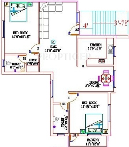 Teamwork Karal Platina (2BHK+2T (1,071 sq ft) 1071 sq ft)