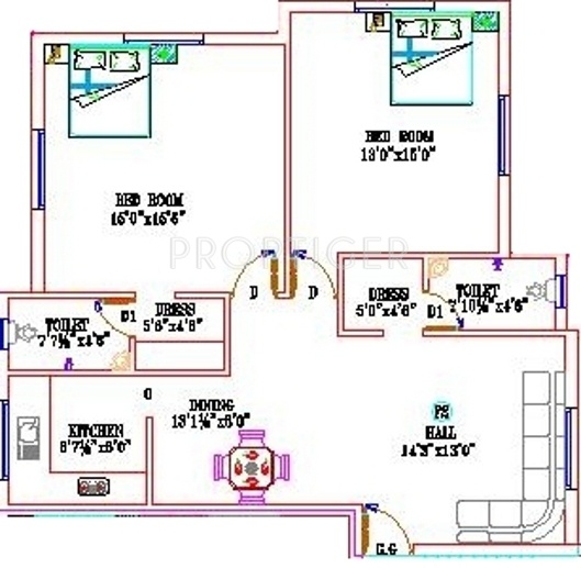 Teamwork Karal Platina (2BHK+2T (958 sq ft) 958 sq ft)
