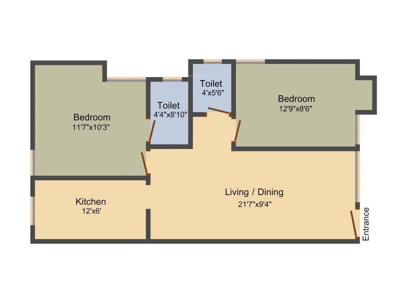 Anjaneyaa Tulip (2BHK+2T (938 sq ft) 938 sq ft)