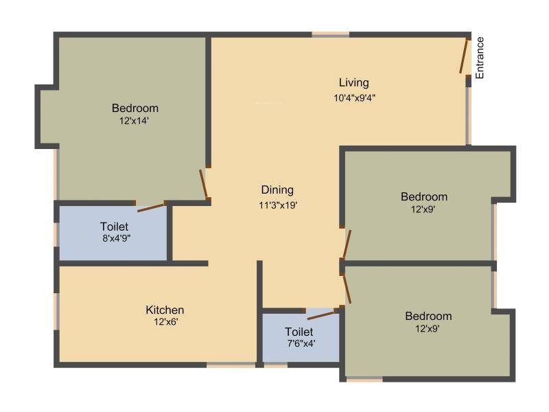 Anjaneyaa Tulip (3BHK+2T (1,445 sq ft) 1445 sq ft)