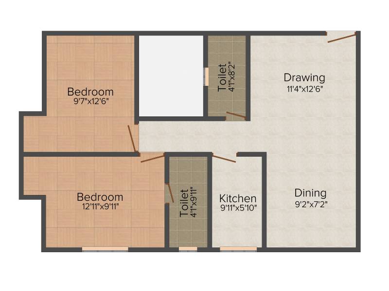 Hans Rezidency (2BHK+2T (1,087 sq ft) 1087 sq ft)