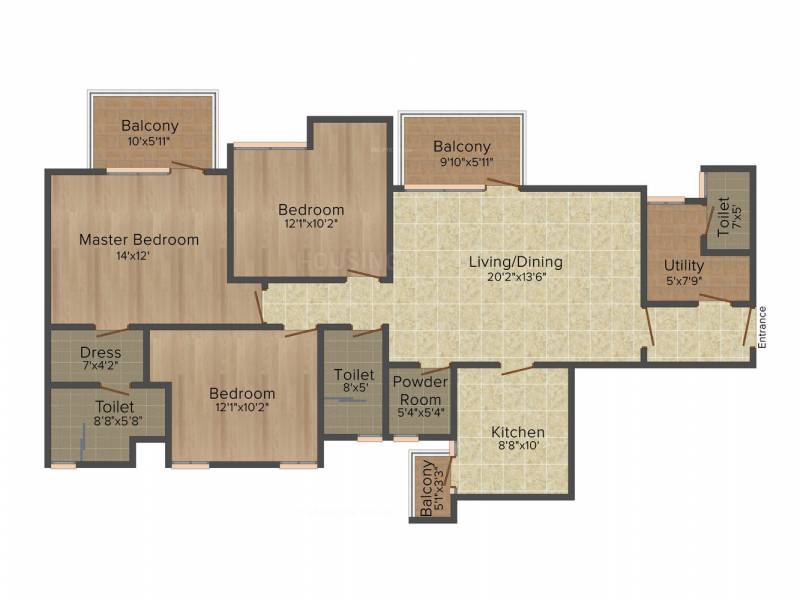 Ireo Uptown (3BHK+4T (1,670 sq ft) + Servant Room 1670 sq ft)