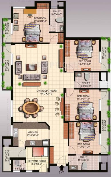 Ansal Fairway Apartment (4BHK+4T (2,760 sq ft)   Servant Room 2760 sq ft)