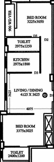 Rajwada Emeralds (2BHK+2T (955 sq ft) 955 sq ft)