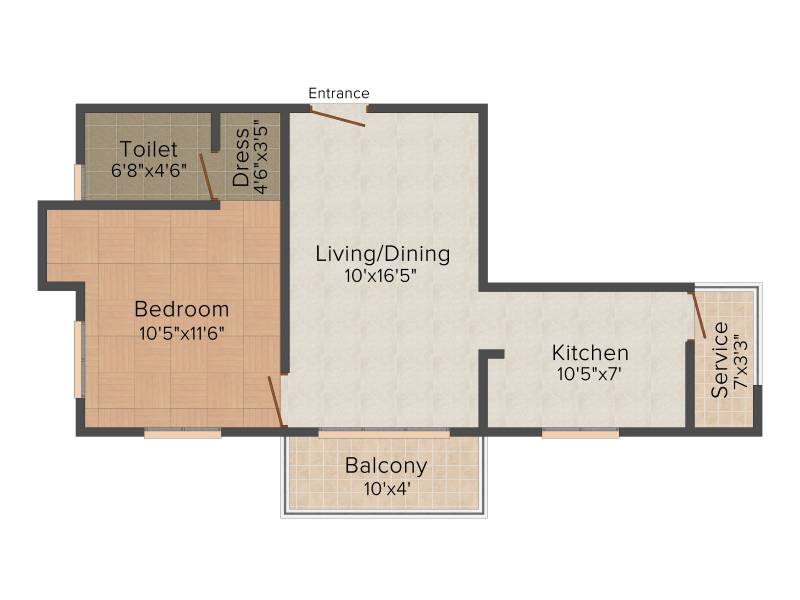  Aishwaryam (1BHK+1T (698 sq ft) 698 sq ft)