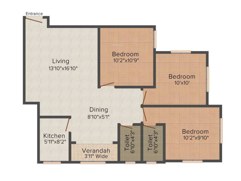 Rajwada Nirvana (3BHK+1T (1,330 sq ft) 1330 sq ft)