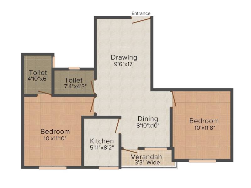 Rajwada Nirvana (2BHK+2T (1,020 sq ft) 1020 sq ft)