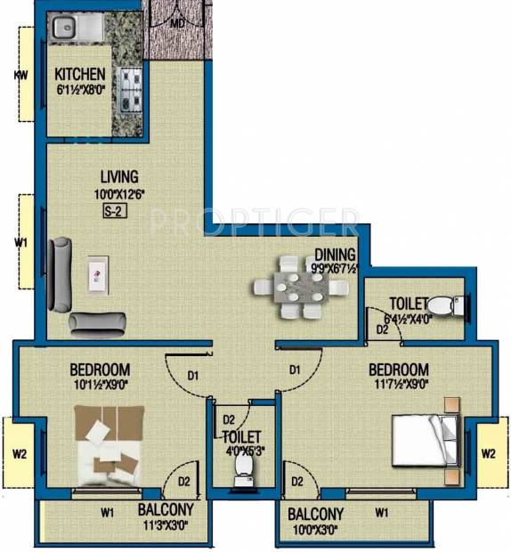 Shalom Amirtham (2BHK+2T (838 sq ft) 838 sq ft)