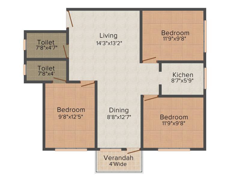 Aatreyee Nirman Utkarshini 3BHK+2T (1,225 sq ft)