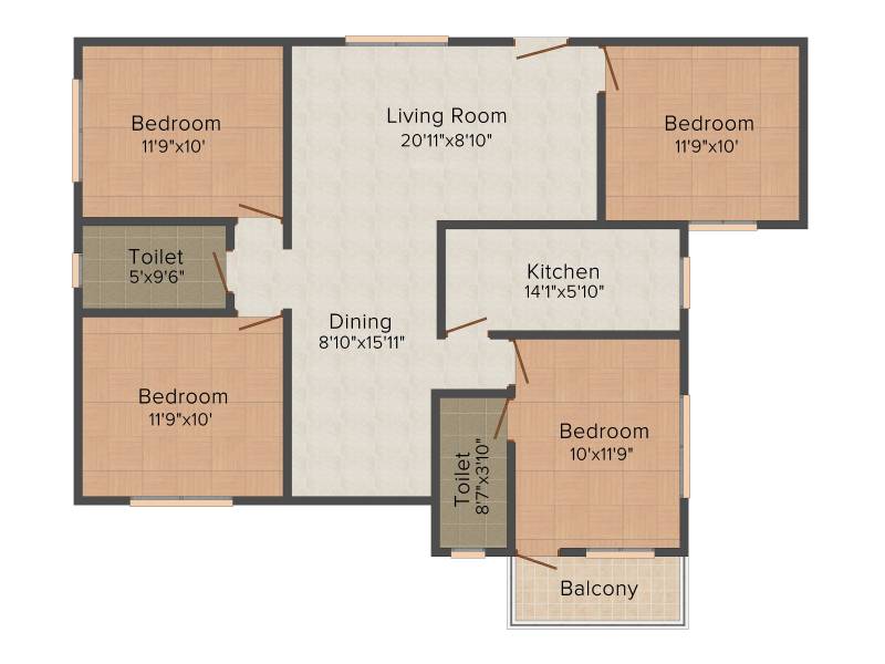 Aatreyee Nirman Utkarshini 4BHK+2T (1,483 sq ft)