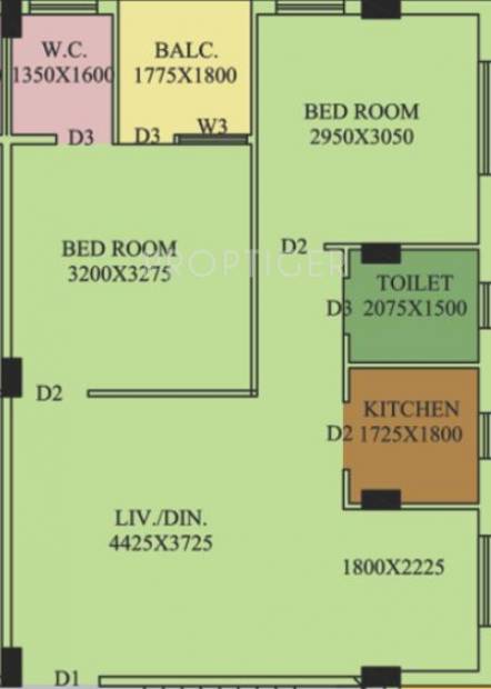 Aatreyee Rupadarshini (2BHK+2T (1,124 sq ft) 1124 sq ft)