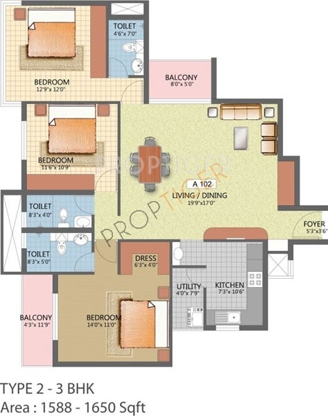 Unique Unique Signature (3BHK+3T (1,650 sq ft) 1650 sq ft)