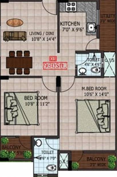 SNB Sai Anjani Residency (2BHK+2T (930 sq ft) 930 sq ft)
