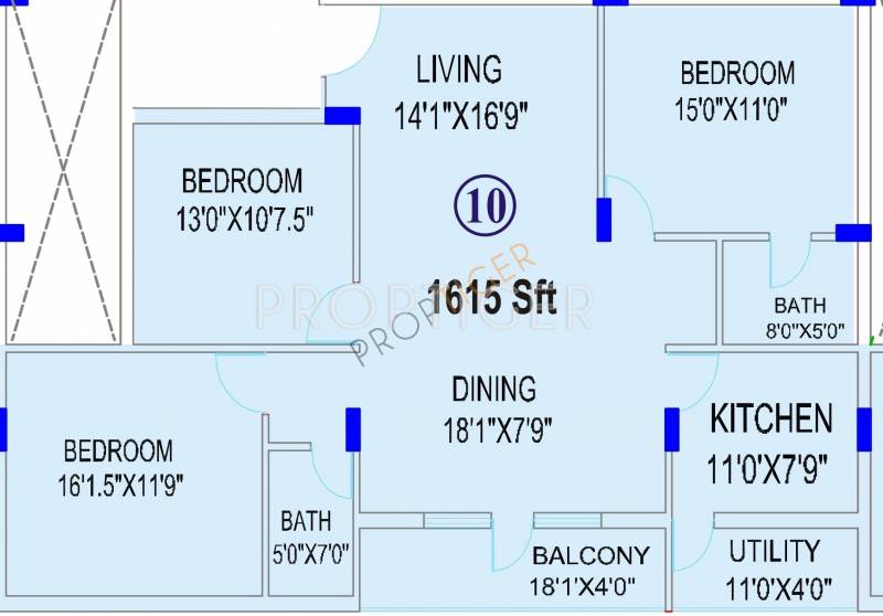 Laa Laa Regency (3BHK+2T (1,615 sq ft) 1615 sq ft)