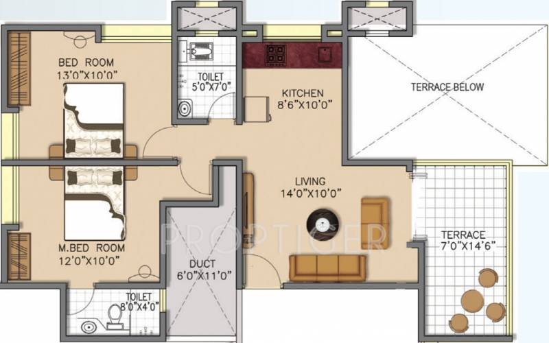 Dean Residency (2BHK+2T (927 sq ft) 927 sq ft)