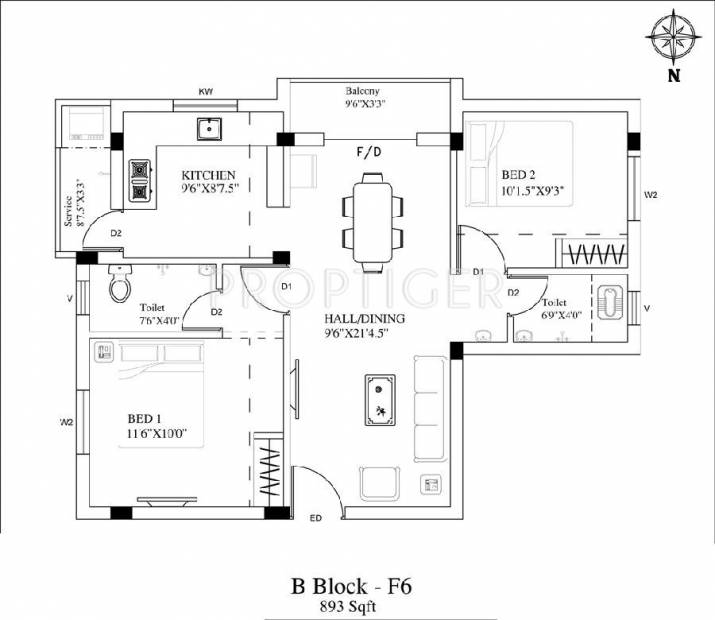 Ruby Ashirwad (2BHK+2T (893 sq ft) 893 sq ft)