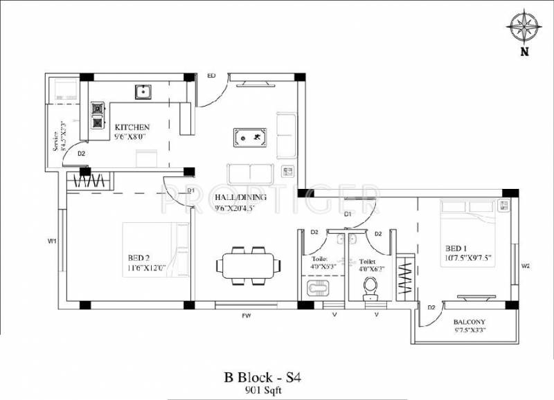 Ruby Ashirwad (2BHK+2T (901 sq ft) 901 sq ft)