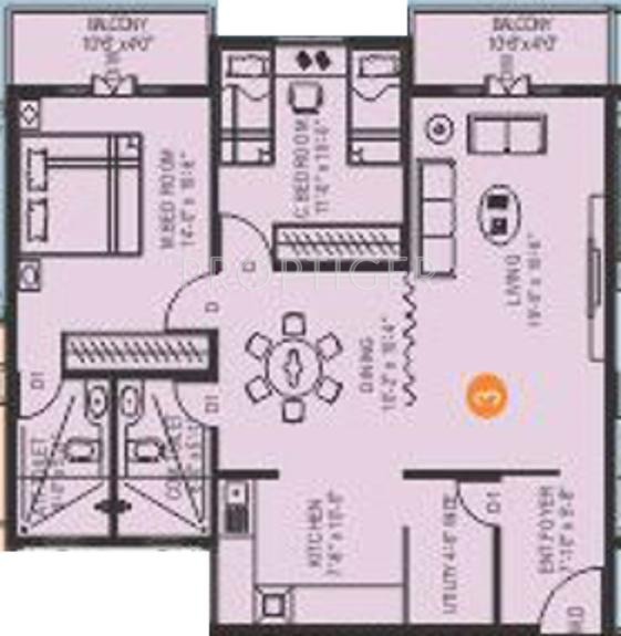 Abish Ruby (2BHK+2T (1,180 sq ft) 1180 sq ft)