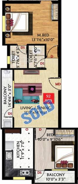 Bhaveshwar Vishwas (2BHK+2T (960 sq ft) 960 sq ft)