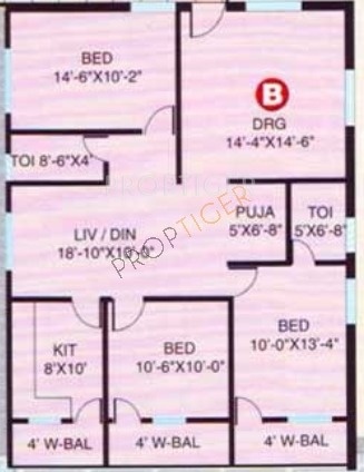 SMR SMR Vinay Estates (3BHK+2T (1,425 sq ft)   Pooja Room 1425 sq ft)