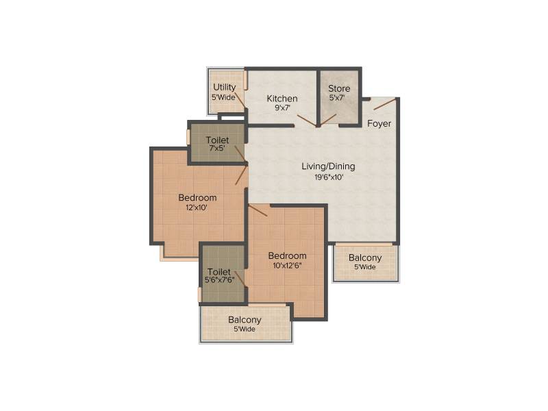 YPS Dwarika (2BHK+2T (1,185 sq ft) 1185 sq ft)
