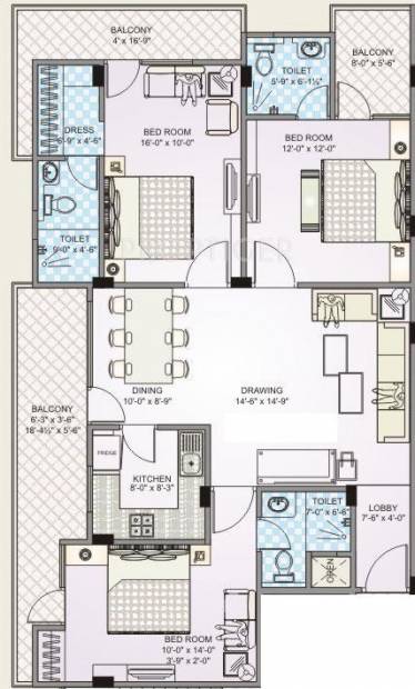 Pearl Imperia (3BHK+3T (1,688 sq ft) 1688 sq ft)