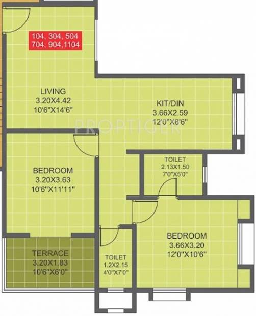 Trimurti Chandranil Apartment (2BHK+2T (915 sq ft) 915 sq ft)