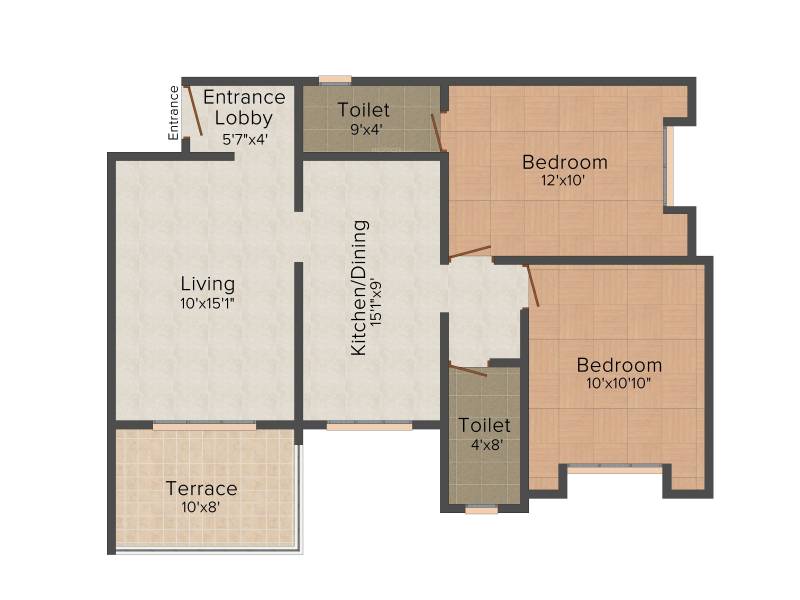 Trimurti Associates Chandraabha 2BHK+2T (925 sq ft)