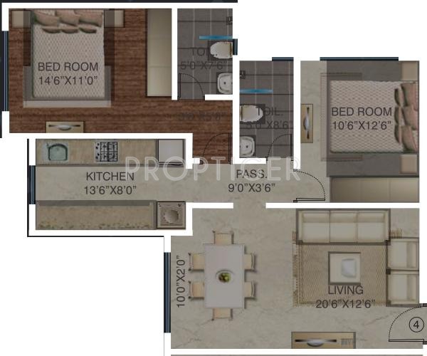 Yash Orion (2BHK+2T (1,340 sq ft) 1340 sq ft)
