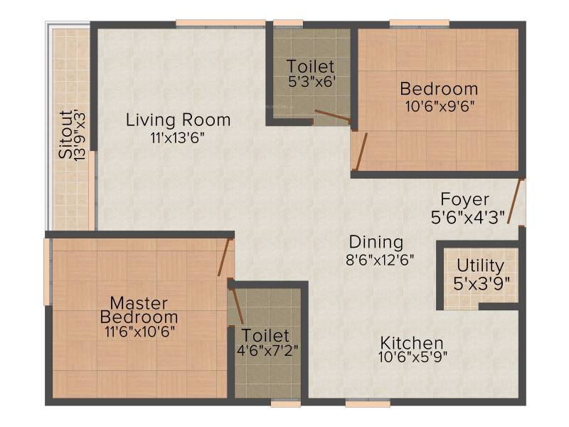 Purnima Elite (2BHK+2T (995 sq ft) 995 sq ft)