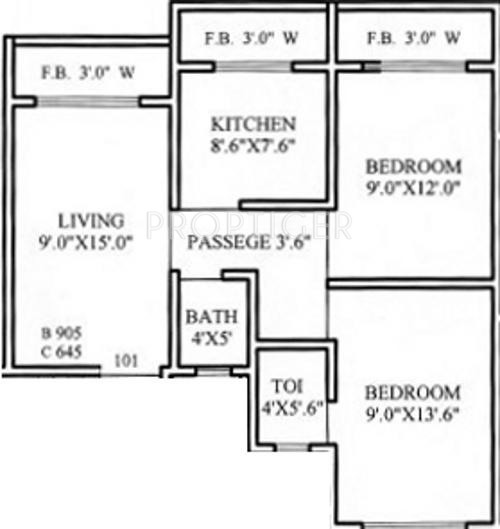 Hitesh Dev Darshan (2BHK+2T (905 sq ft) 905 sq ft)