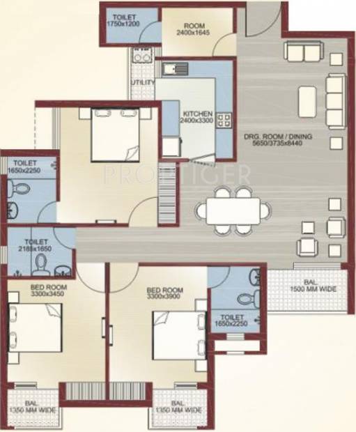 Ansal Tulip And Carnation (3BHK+3T (1,775 sq ft) + Servant Room 1775 sq ft)