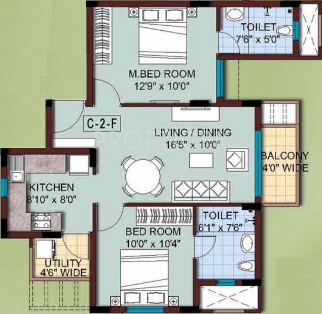Plaza Pristine Acres Phase 2 (2BHK+2T (862 sq ft) 862 sq ft)