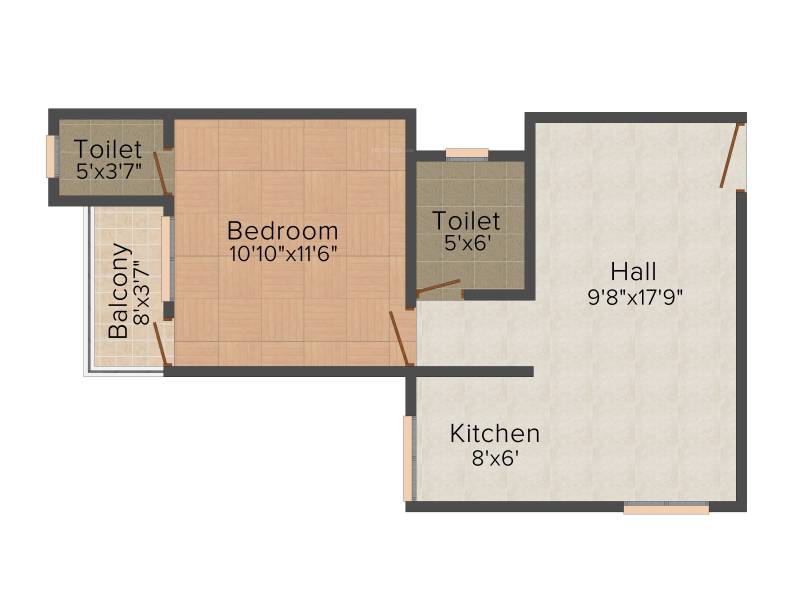 Shriram Colonizers and Developers Ganga Heights 2 1BHK+1T (700 sq ft)